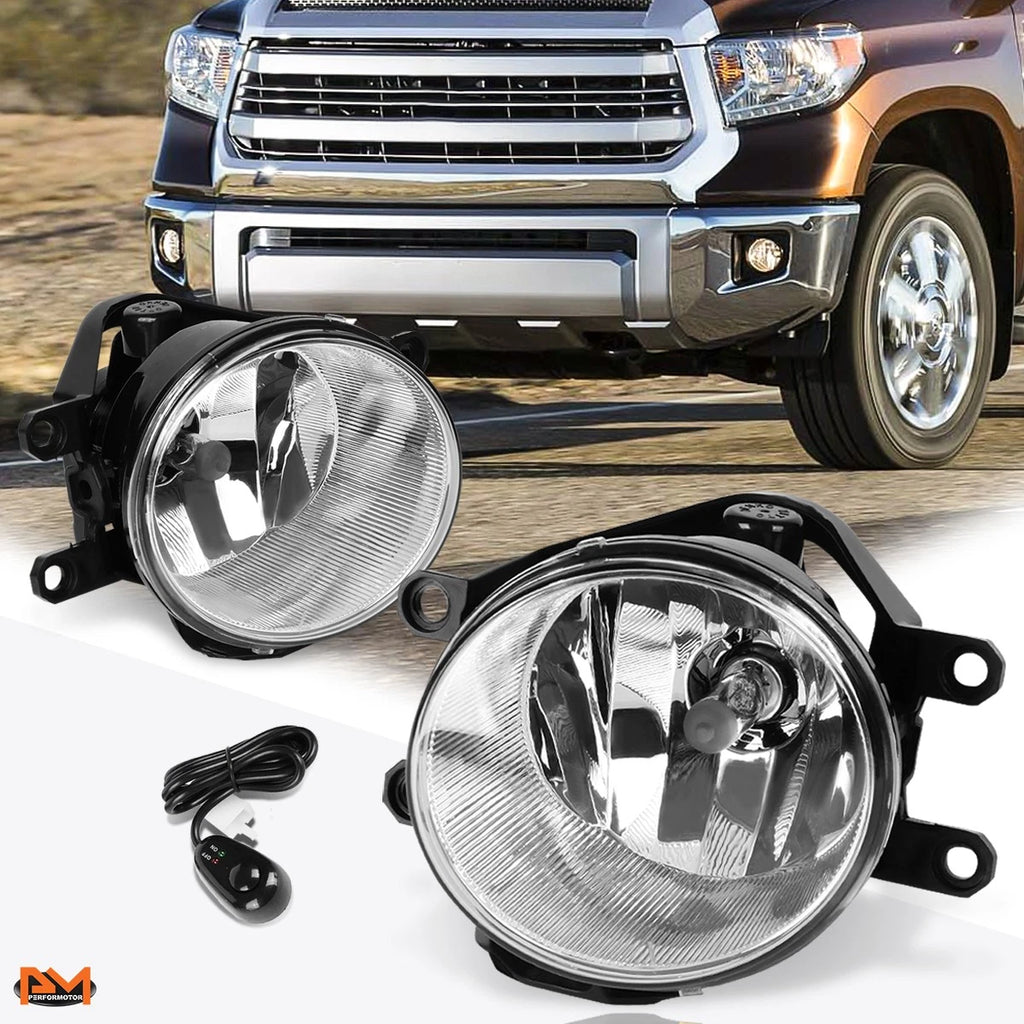 Clear Lens Front Fog Lights + Switch Pair for Corolla/Highlander/Tacoma (2014–2016)