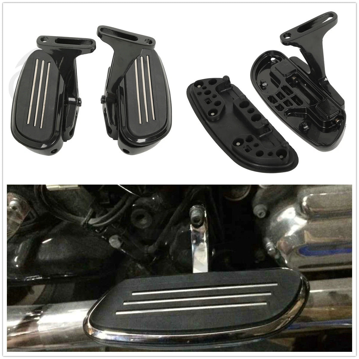 Passenger Floorboard & Highway Footpeg Pegs for Harley Touring (1993–2024) Black