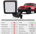 Pair Power Heated Mirrors for Jeep Gladiator Wrangler JL (2018–2023)