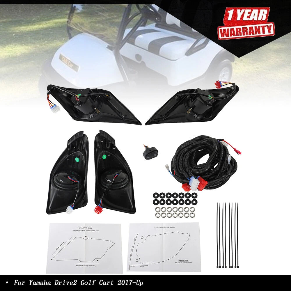 LED Headlight and Taillight Kit for Yamaha Drive2 Golf Cart (2017–Present)