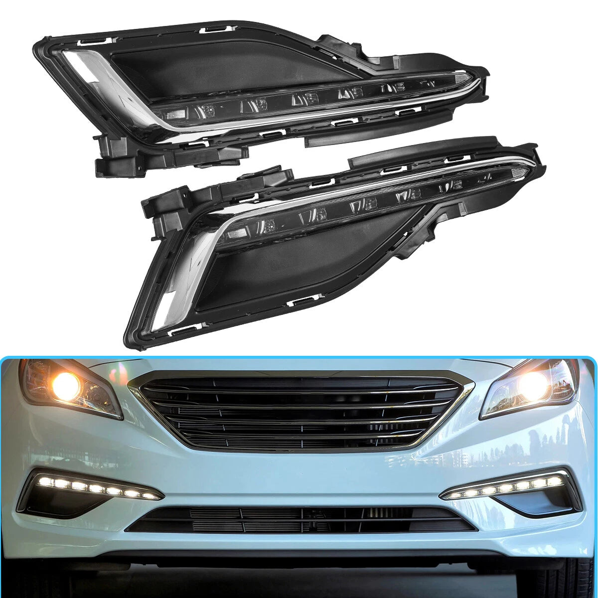 Fog Lights Set of 2 for Hyundai Sonata (2015–2017) LED DRL