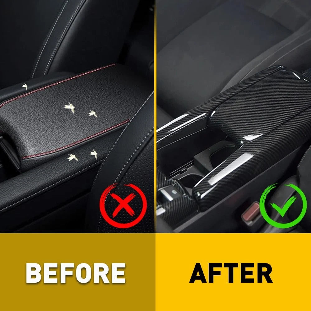 Carbon Fiber Style Armrest Box Console Cover for Honda Civic (2016–2020)