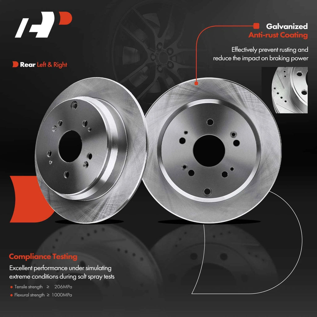 Set of 8 Rear Drilled Brake Rotors, Pads & Calipers for Honda CR-V (2005–2006)