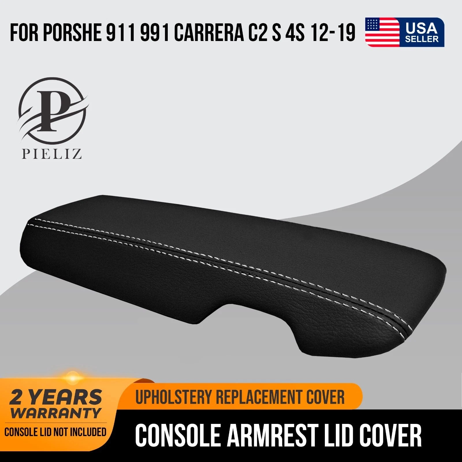 Console Lid Armrest Cover for Porsche 911 991 Carrera (2012–2019) White Stitch