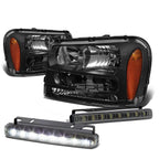 Black Housing Headlight & Smoked LED Fog Light Kit for Trail Blazer (2002–2009)