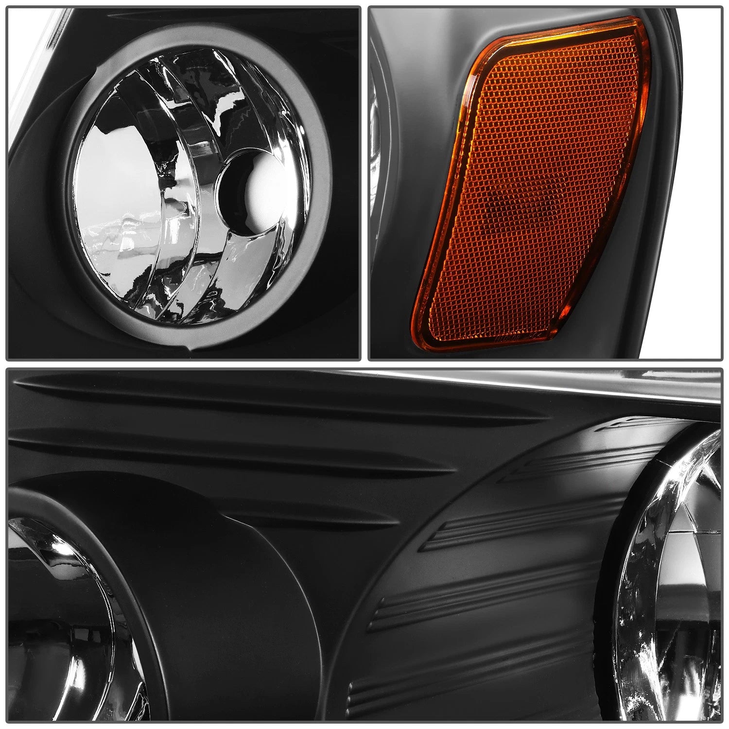 Factory Style Headlights for Ford F-150 Lincoln Mark LT (2004–2008) Black/Amber