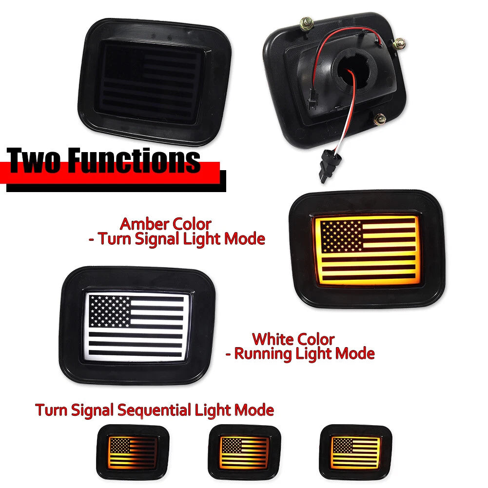 Smoke US Flag Switchback LED Front Bumper DRL Signal Lights for Hummer H2 (2003–2009)