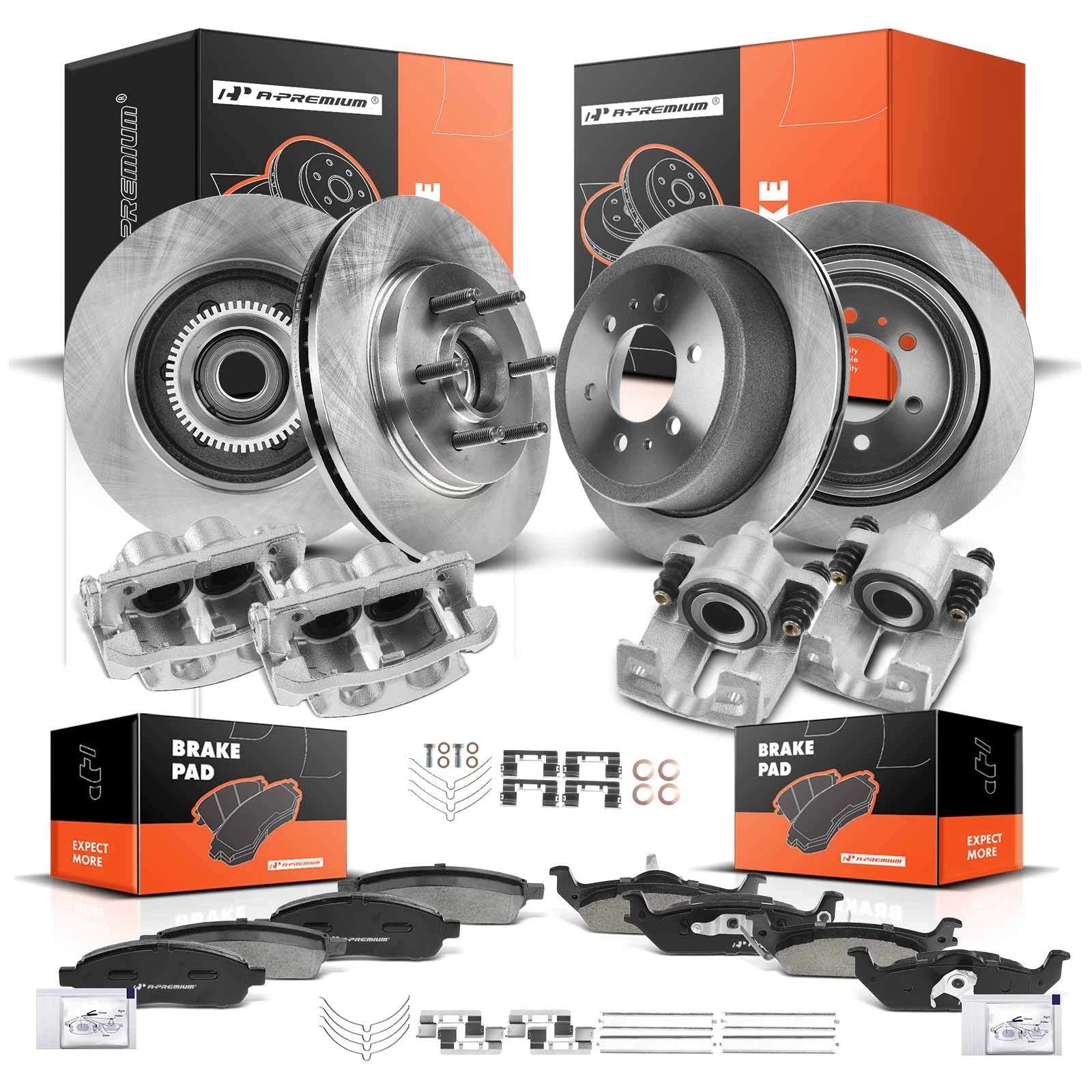 Set of 16 Front & Rear Disc Brake Rotors & Pads for Ford F-150 (2004–2005)