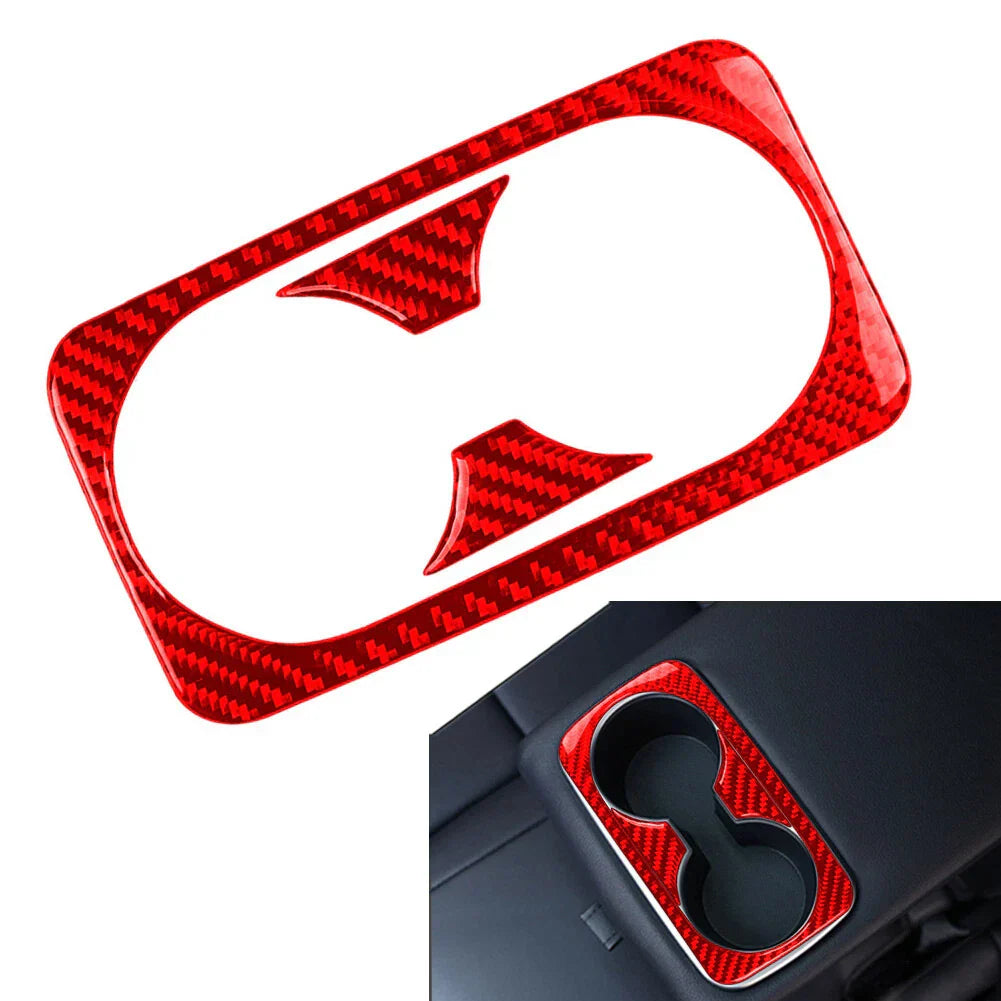 Rear Armrest Cup Holder Cover Trim for Kia Stinger (2018-2023) Red