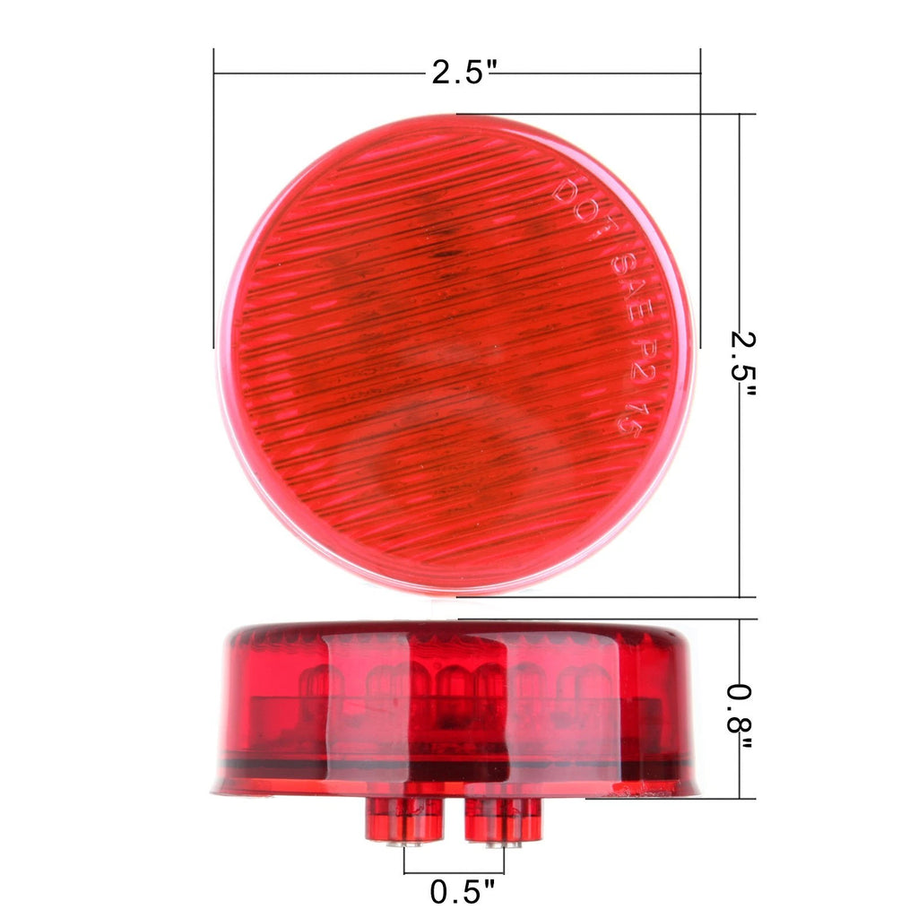 Set of 4 Red Round 2.5" 13LED Side Marker Clearance Lights for Trailer