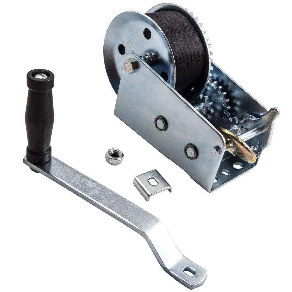 Ratchet Handle Hand Winch 2000lb with 20ft Strap for Boat Trailer ATV RV