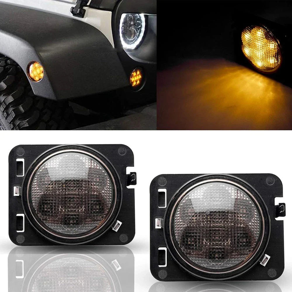 Front LED Turn Signal Side Marker Lights for 2007-2017 Wrangler JK (2007-2017)