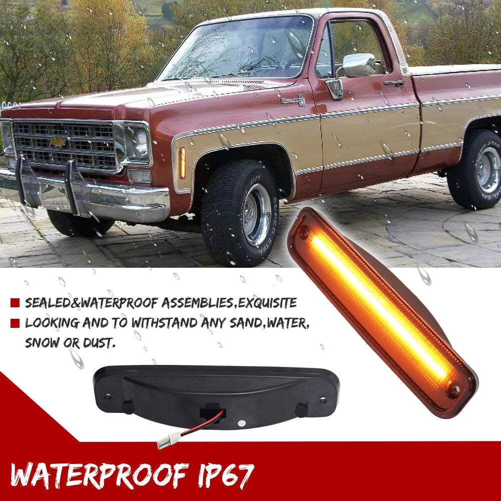 2X Smoked Amber LED Side Marker Lights for GMC Jimmy (1973–1980)