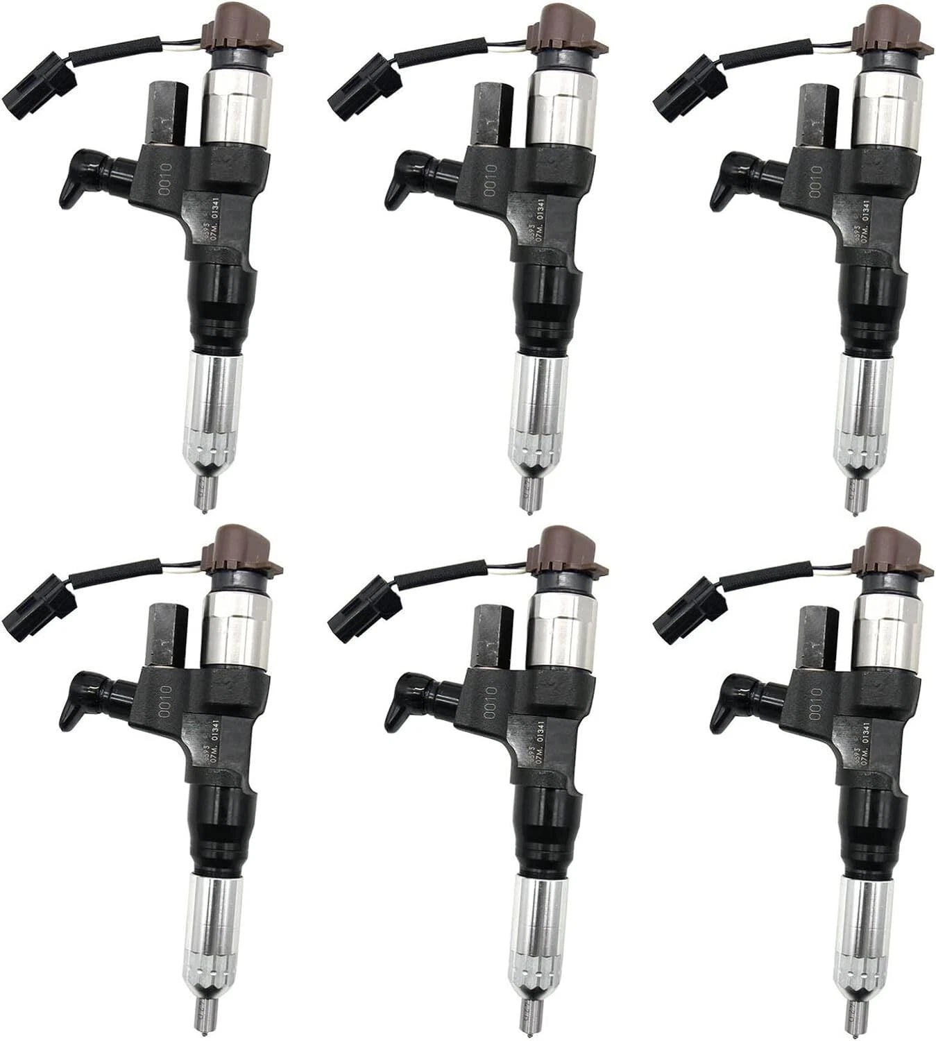 6pcs Fuel Injector 095000-6593 23670-E0010 for Hino J08E (SK200-8 SK210-8 SK250-8)