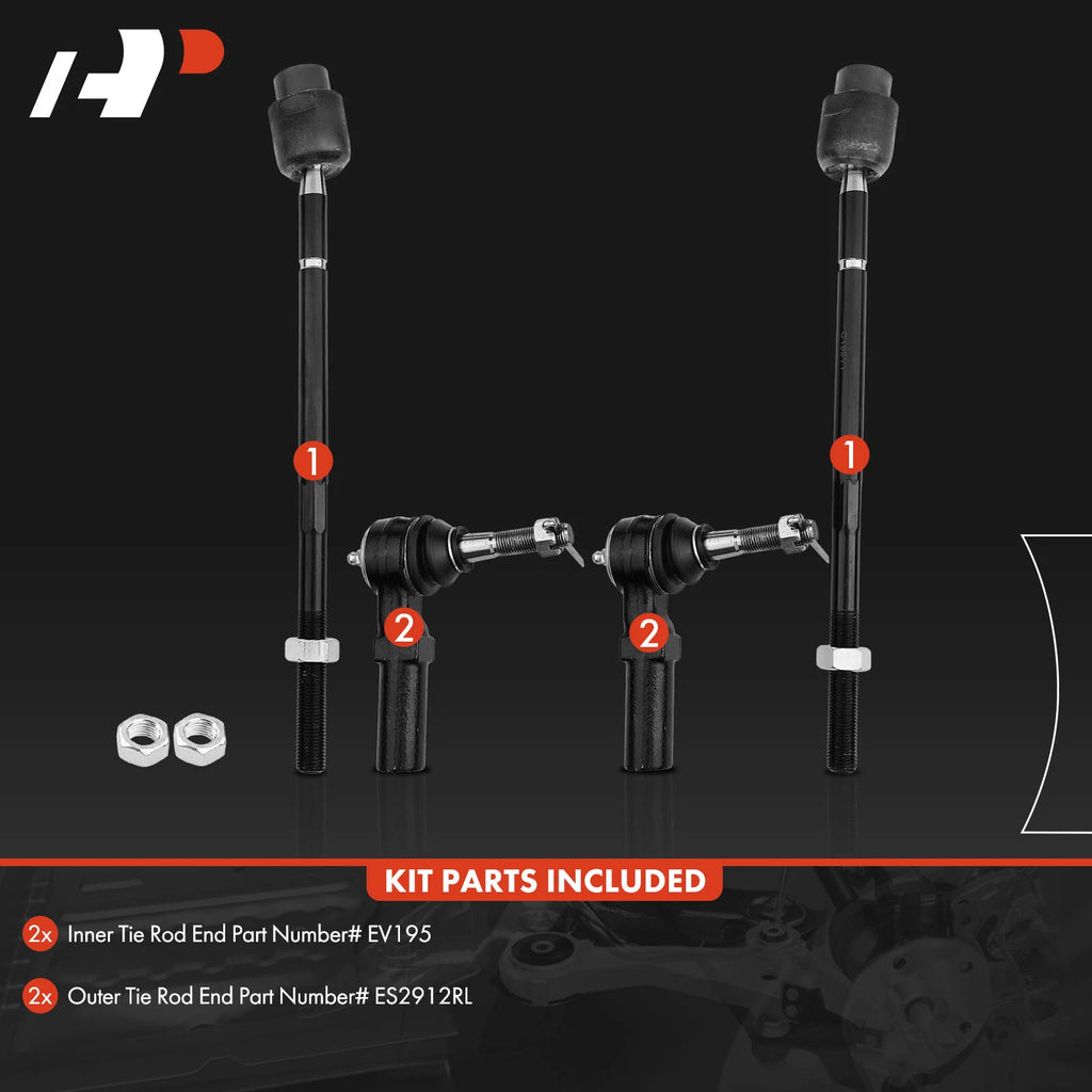 Set of 4 Inner & Outer Tie Rods for Buick Regal (1988–1996)