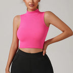Quick Dry Ribbed High Neck Tank Top for Women (Summer Workouts)
