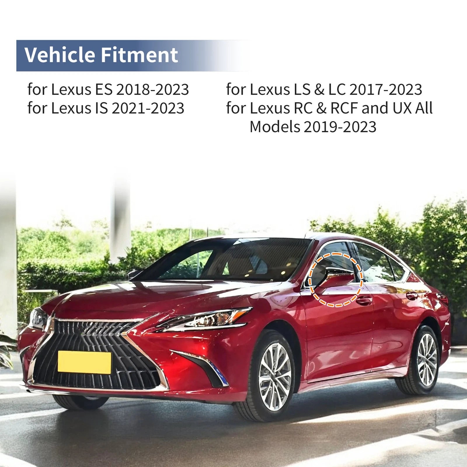 Mirror Cover Cap Replacement Set of 2 Gloss Black for Lexus ES (2018–2023)