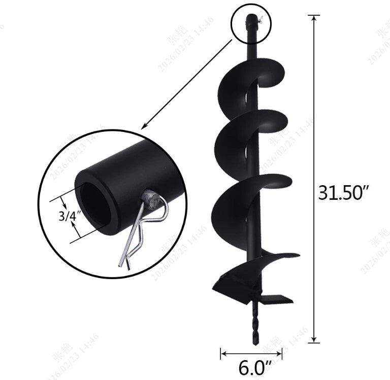 6" Earth Auger Drill Bits for Gas Powered Post Hole Digger