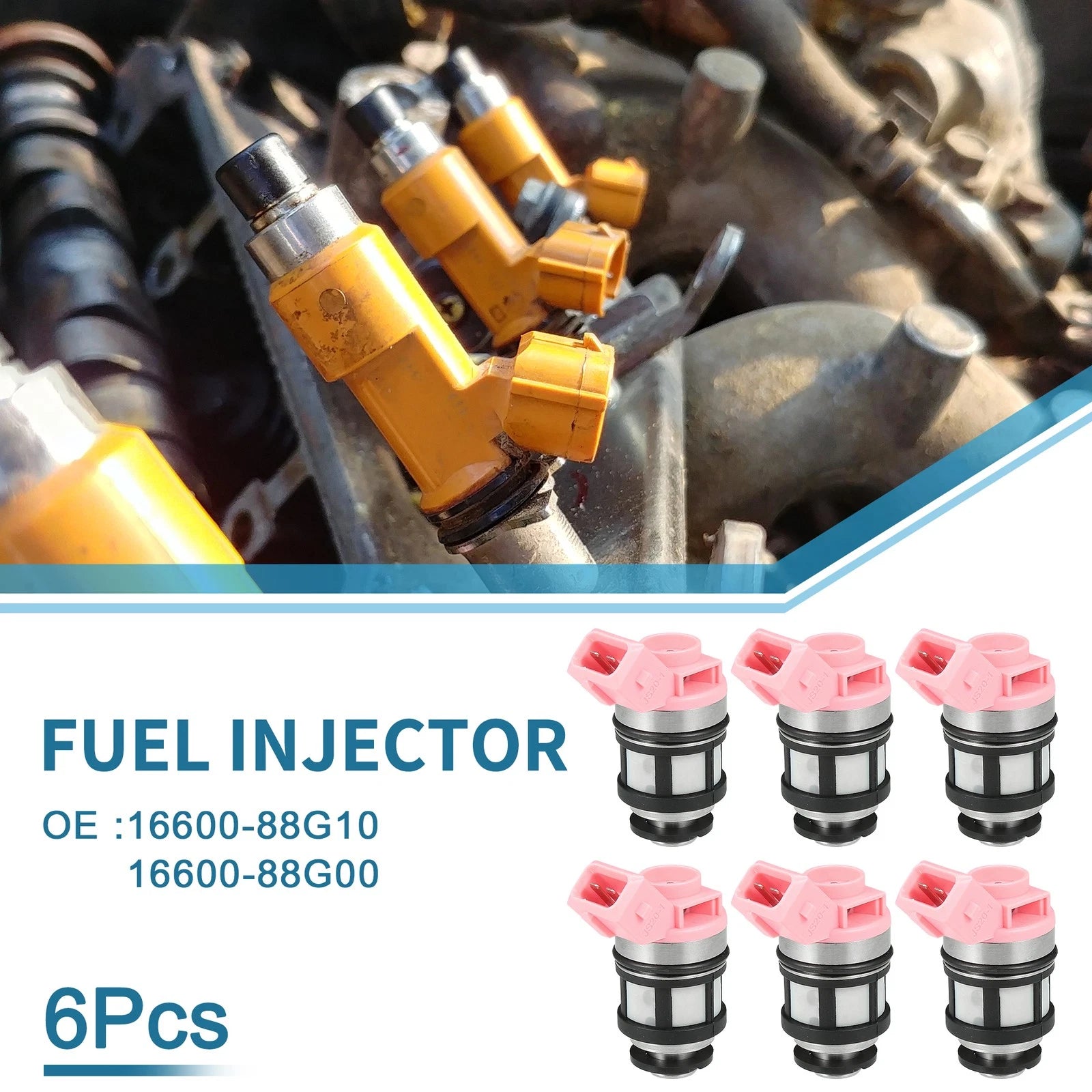 Set of 6 Fuel Injectors No.16600-88G10 for Nissan Pathfinder (1994–1995)