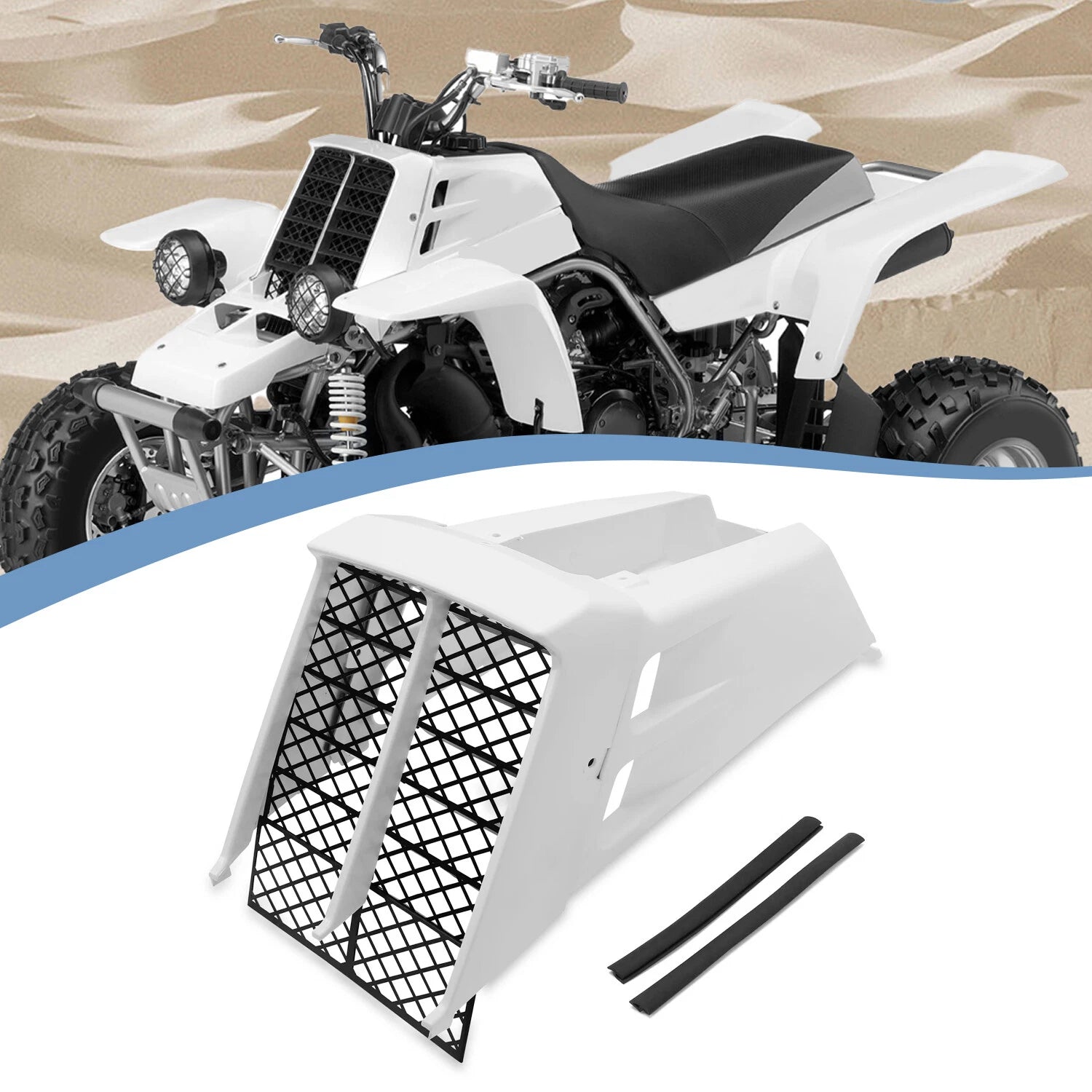White Gas Tank Side Covers with Radiator Grill for Yamaha Banshee 350 (1987–2006)
