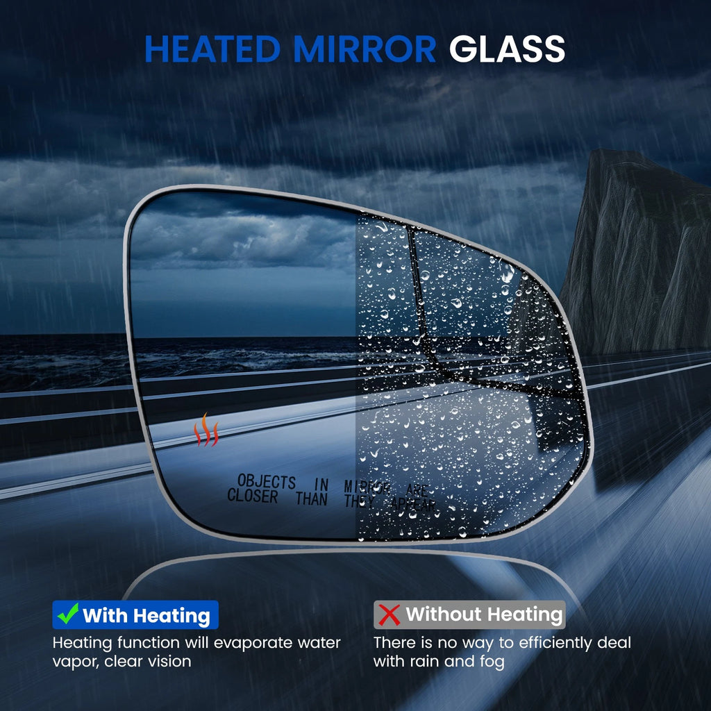 Heated Right Passenger Side Mirror Glass for Toyota RAV4 2.5L (2016-2018)
