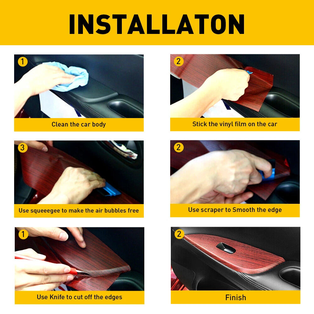 Wood Grain Glossy Wrap Sticker for Car Interior (YYYY–YYYY)