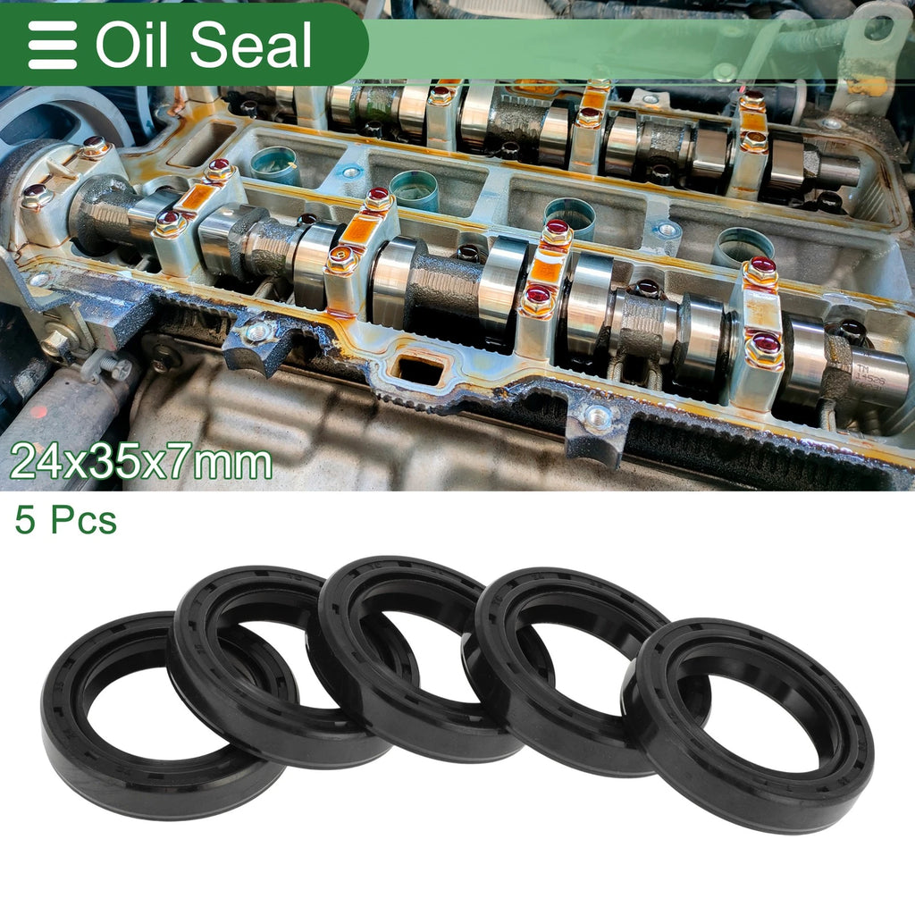 Set of 5 Oil Seal Rotary Shaft Seal NBR Rubber 24x35x7mm for Various Models