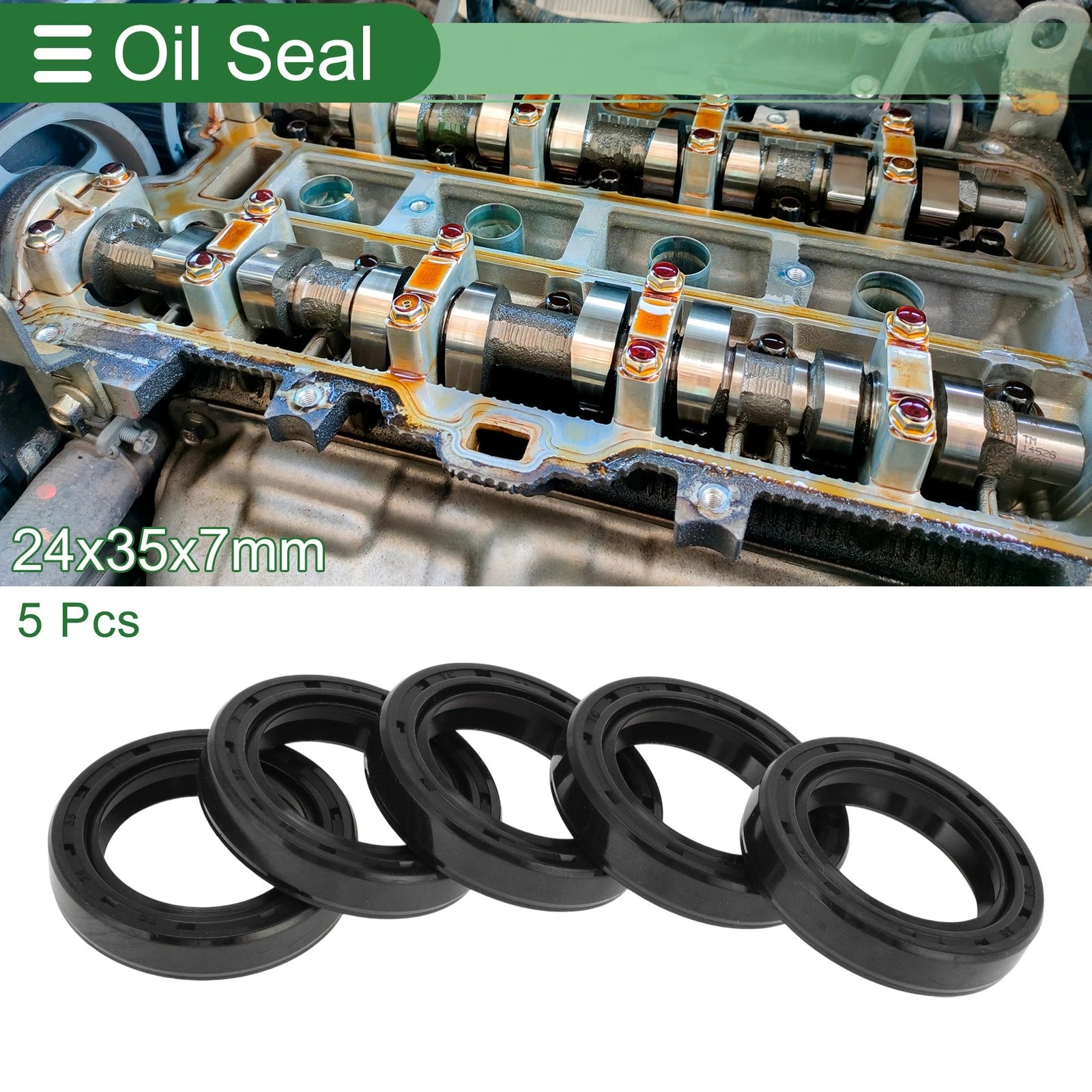 Set of 5 Oil Seal Rotary Shaft Seal NBR Rubber 24x35x7mm for Various Models