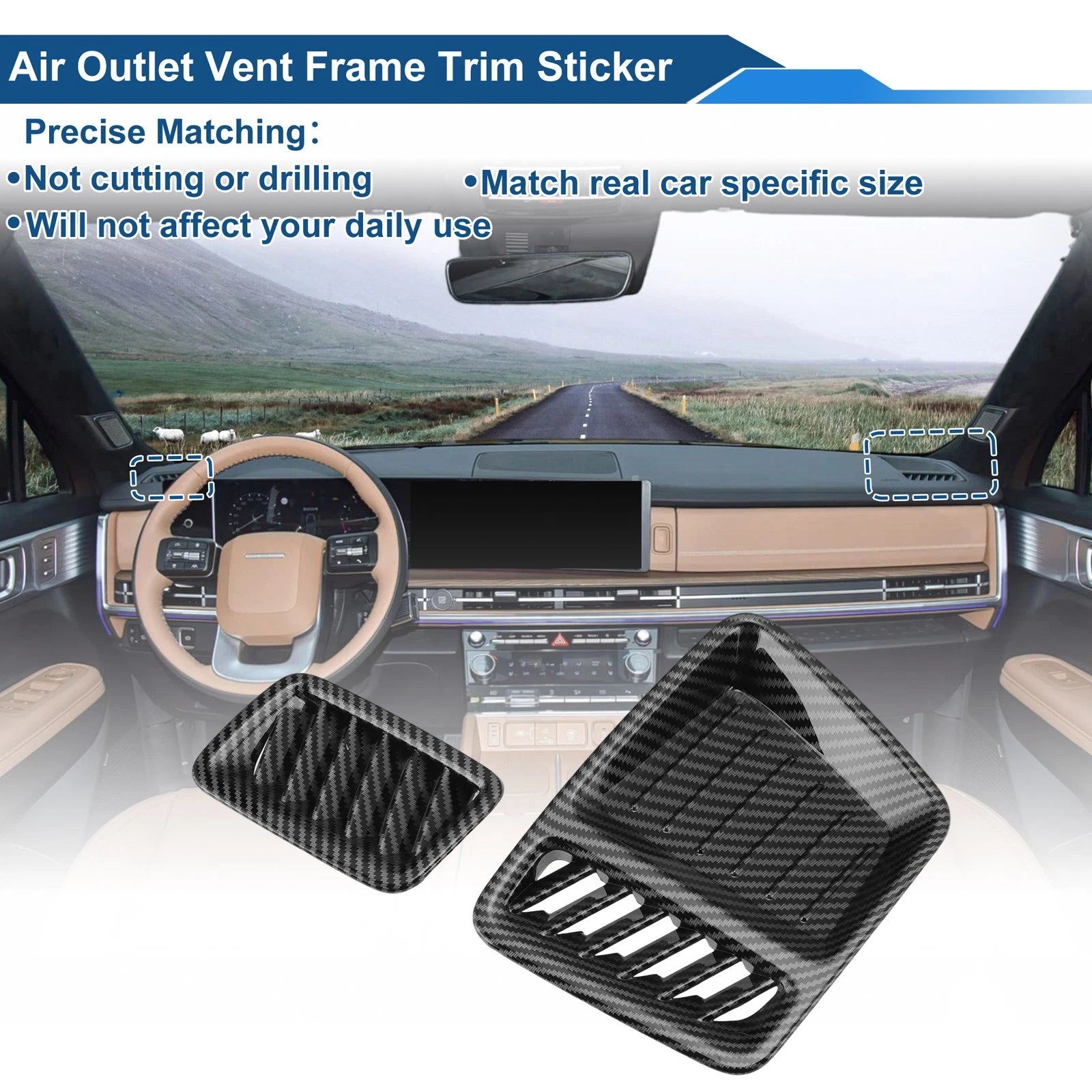 2X Air Condition Outlet Vent Trim Cover Frame for Hyundai Santa Fe (2013–2018)