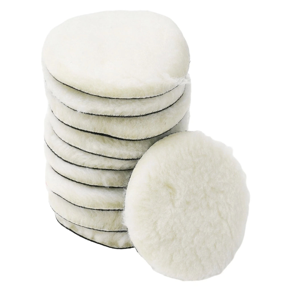 10 Piece Set of 3 Inch Wool Polishing Pads for Auto Detailing