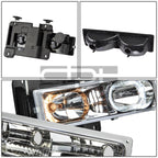 Set of 8 Chrome Headlight, Bumper, Corner, Red 3D LED Tail Light for C10 C/K Truck (1994–2002)