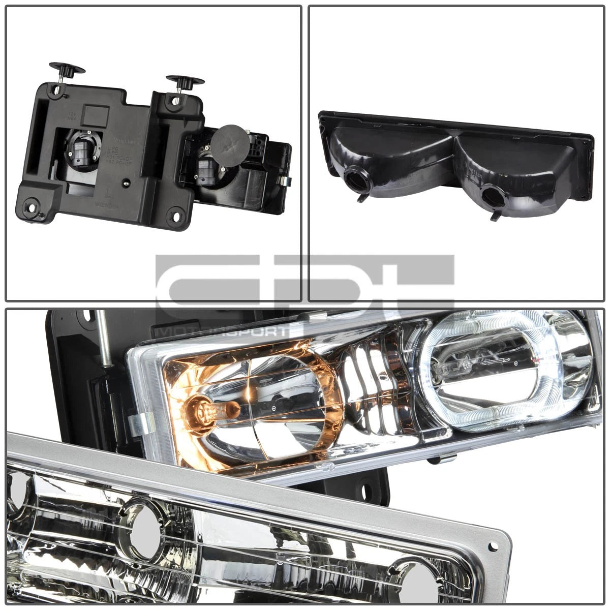 Set of 8 Chrome Headlight, Bumper, Corner, Red 3D LED Tail Light for C10 C/K Truck (1994–2002)