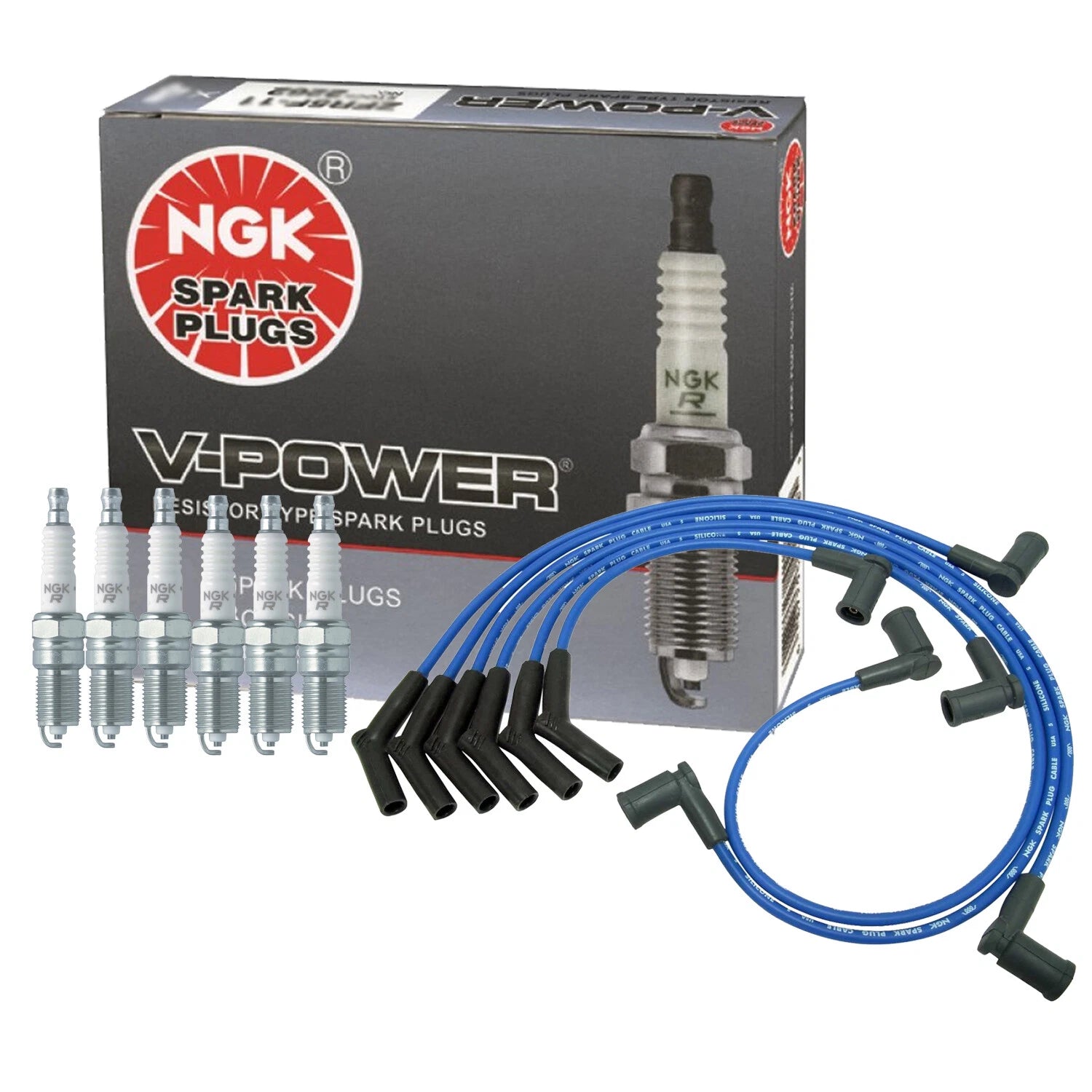 NGK 6 V-Power Spark Plugs Kit for Ford Taurus Mercury Sable (1986–2005)