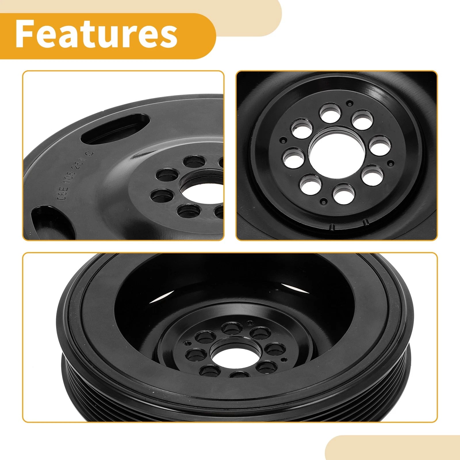 Engine Harmonic Balancer Crankshaft Pulley for Audi A6 (2006–2013) No. 06E105251C