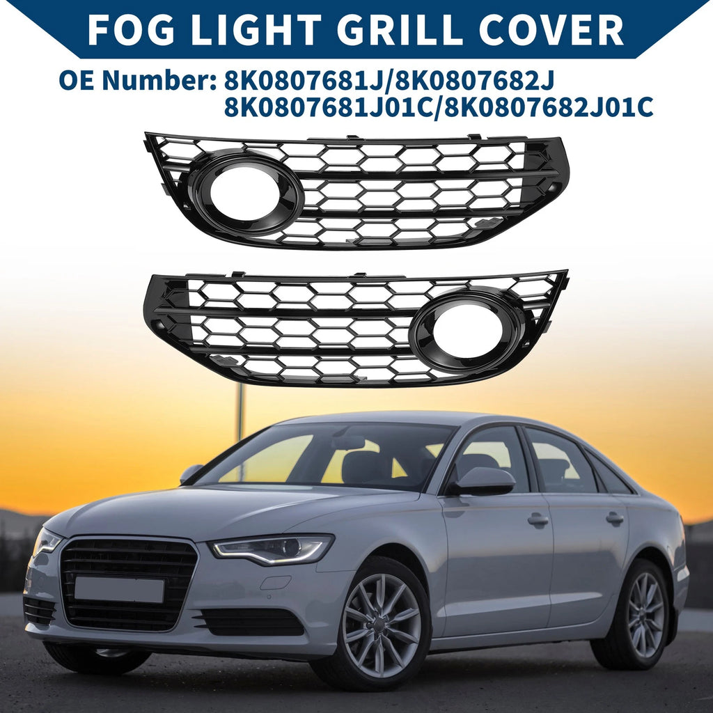 1 Pair Fog Light Grills for Audi A4 B8 (2009–2015) No. 8K0807681J/8K0807682J