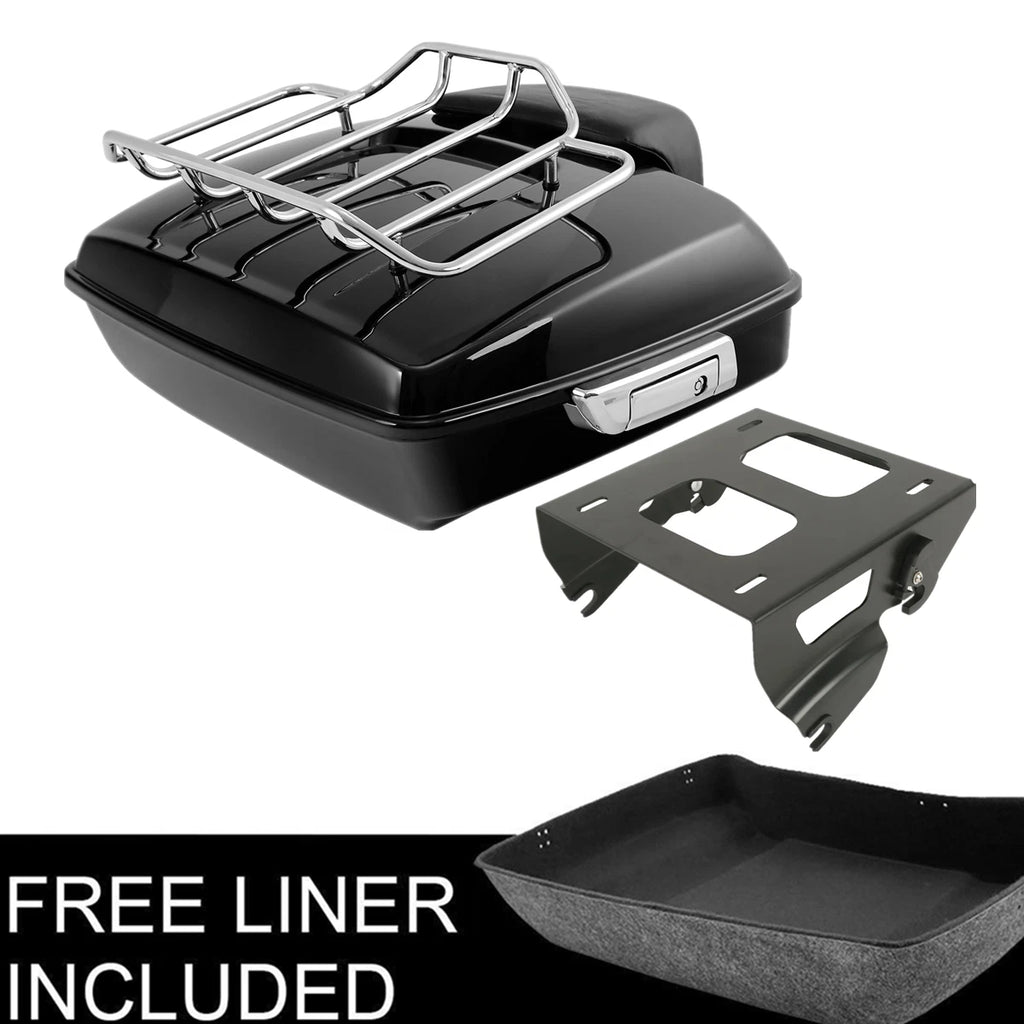 Black Chopped Trunk Backrest Solo Mount Rack for Harley Touring (2014–2026)