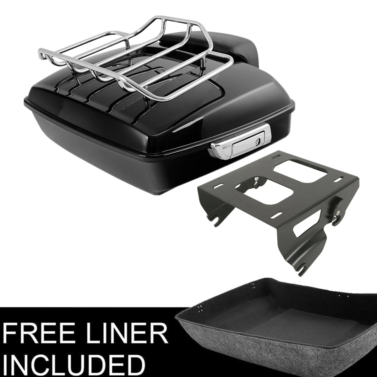 Black Chopped Trunk Backrest Solo Mount Rack for Harley Touring (2014–2026)