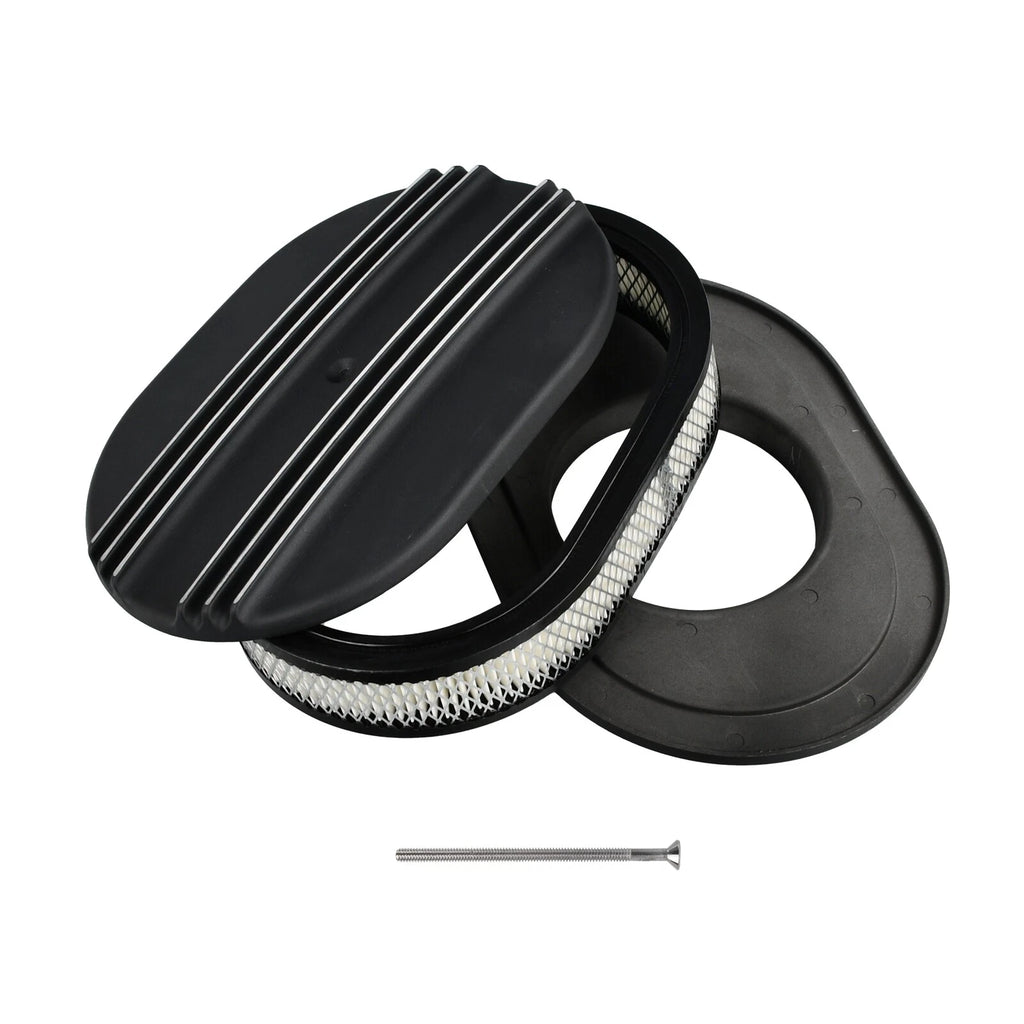 Valve Covers & 12" Oval Air Cleaner for SBC Chevy (1958–1986) Finned Tall Black