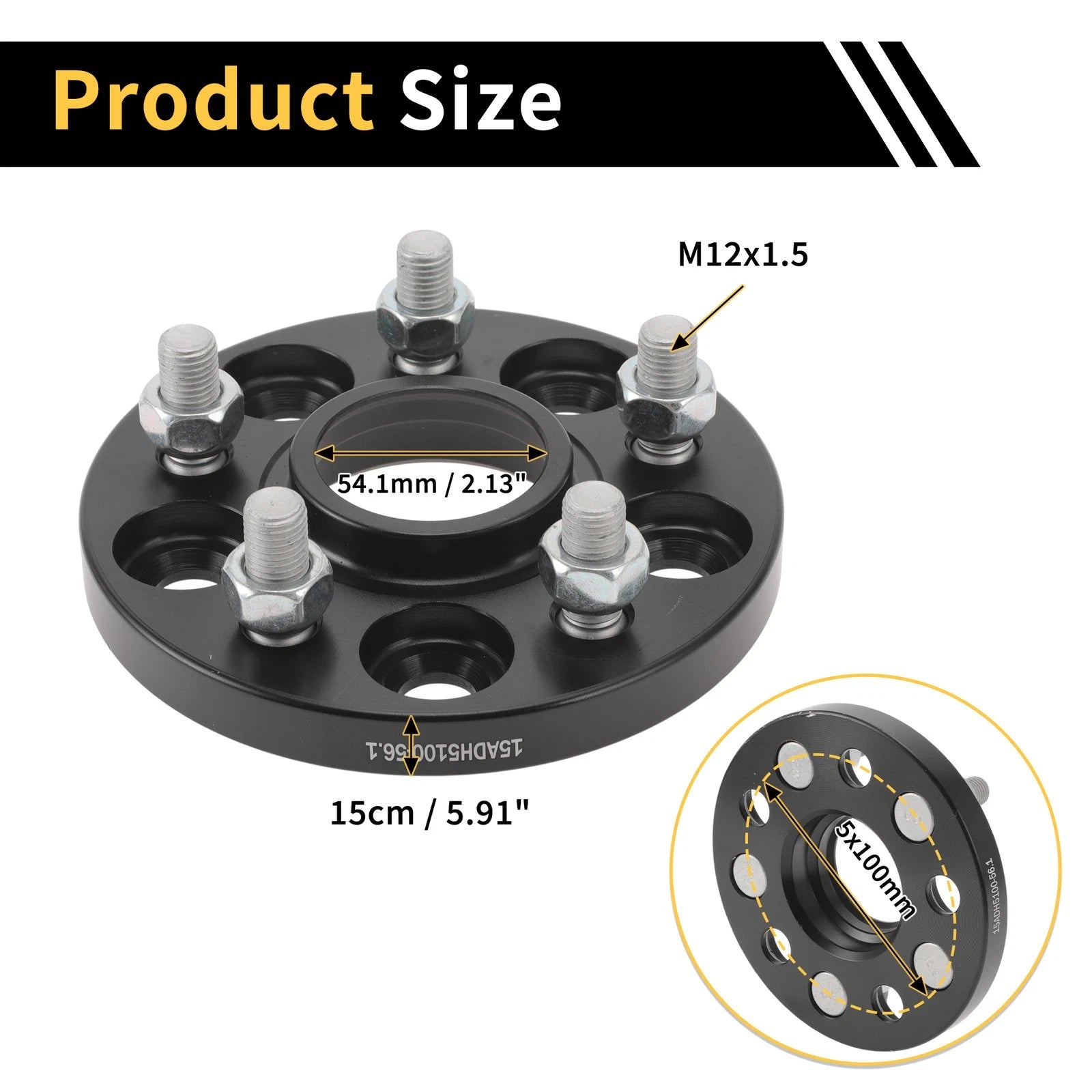 2X 5x100mm Wheel Spacers 54.1mm M12x1.5 for Toyota Land Cruiser (2003–2007)