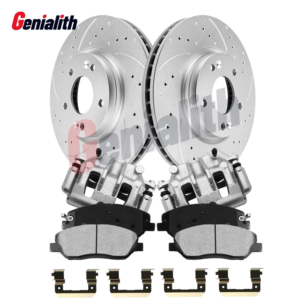Front Drilled Rotors Brake Calipers Brake Pads for Hyundai Santa Fe (2007–2009)