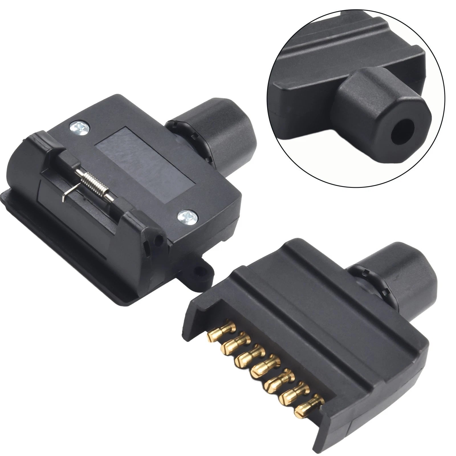 7 Pin Flat Trailer Adaptor Connector Set for Caravan Boat