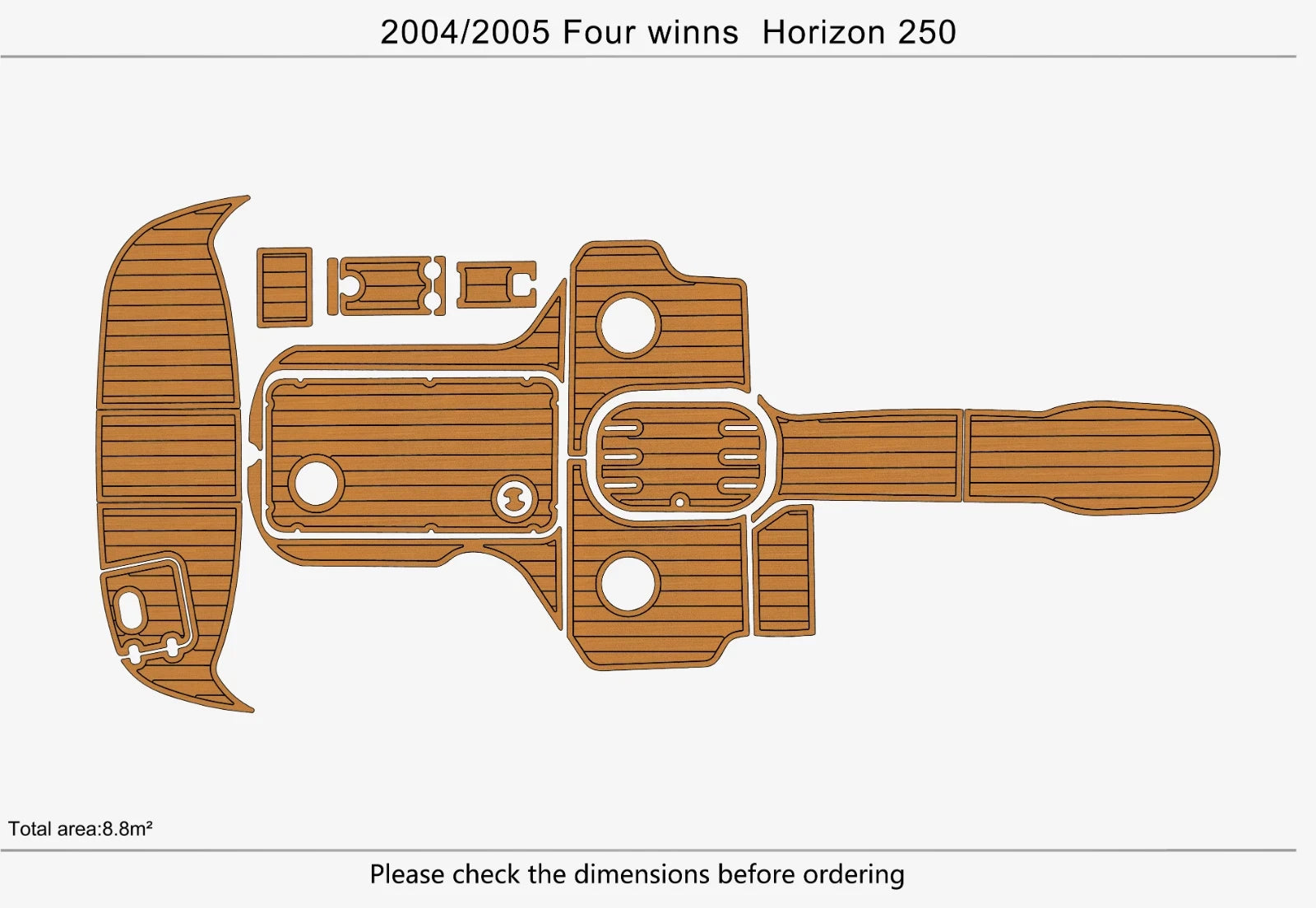 EVA Foam Faux Teak Deck Floor for Four Winns 250 Horizon (2004)