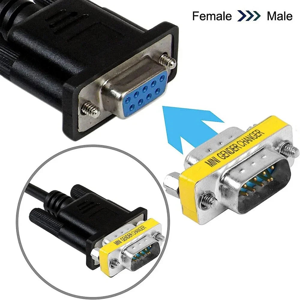 5Pcs DB9 D-SUB 9 Pin Male to Male Gender Changer Adapter