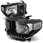 Pair of Black Housing Clear Corner Headlights for Toyota Tundra (2014–2021)