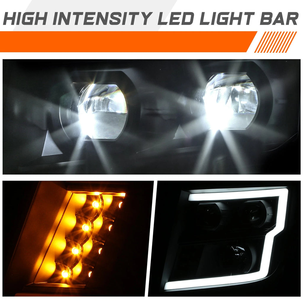 LED DRL Projector Headlights for Nissan Titan XD (2016–2024) Black/Amber