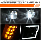 LED DRL Projector Headlights for Nissan Titan XD (2016–2024) Black/Amber