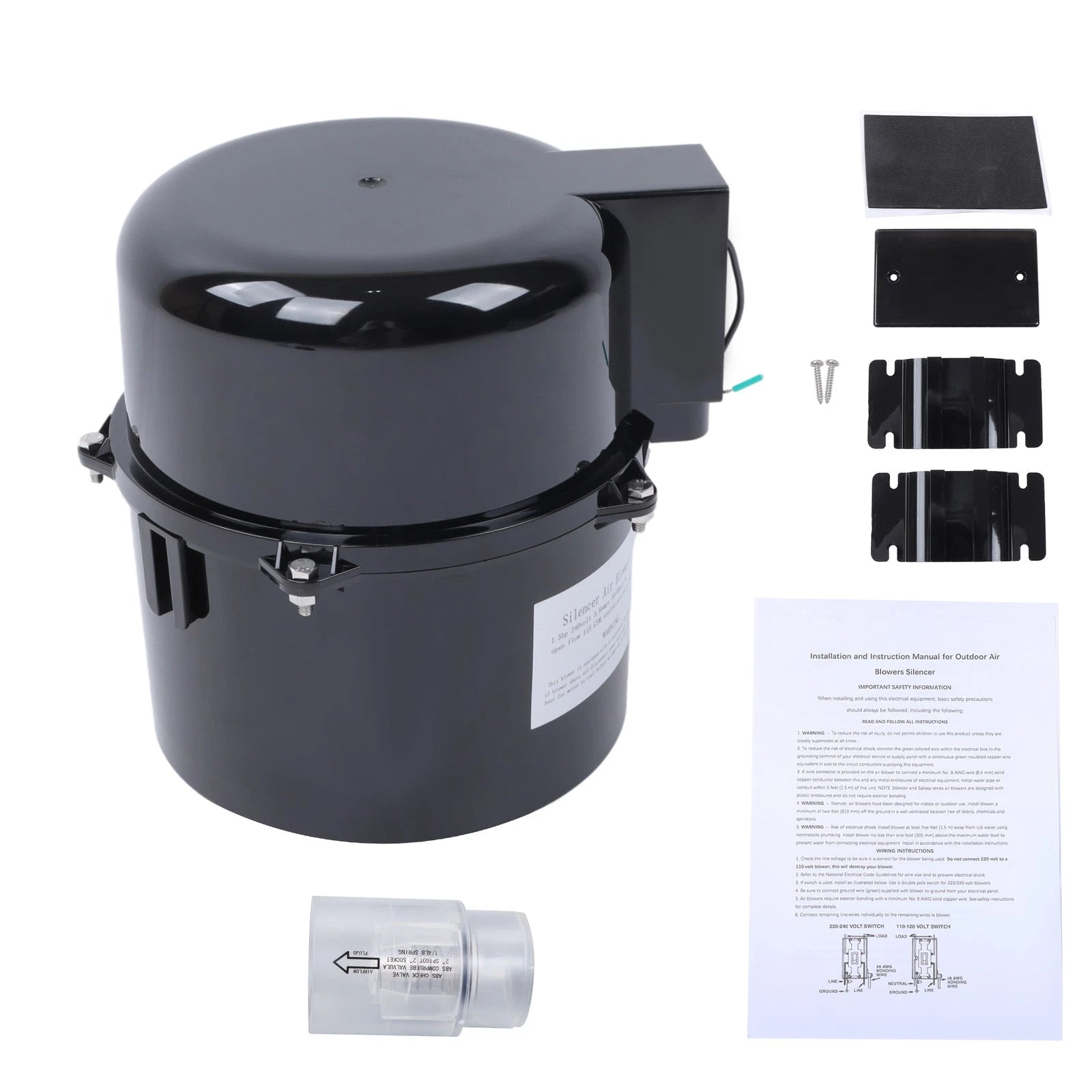 Air Supply Silencer Blower for Pool Spa Hot Tub 1.5 HP 240V