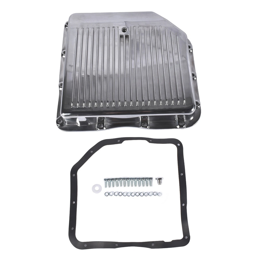 Finned Polished Transmission Pan w/ Hardware for GM Turbo 350 (TH350)