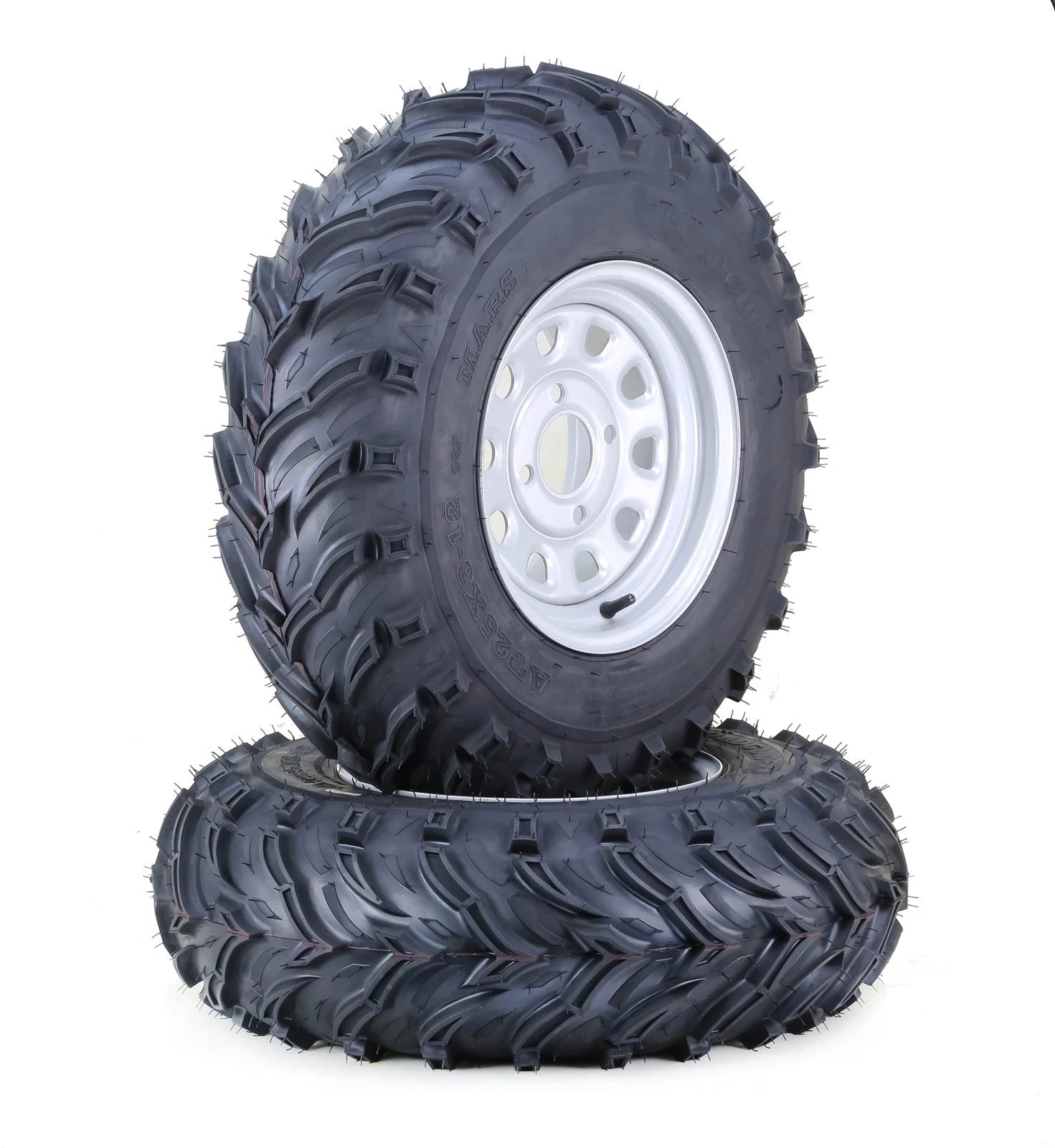Set of 4 LIBRA ATV Tires & Wheels 26X9-12 26X11-12 4-110 PCD Silver