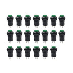 20pcs 12mm Thread Green Cap Push Button Switch ON-OFF for Universal Use